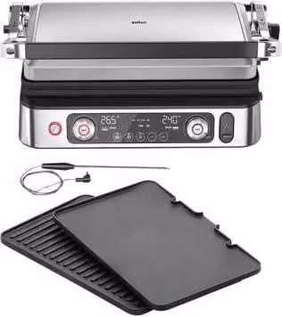 Bistecchiera Braun Multigrill 9 Pro CG9160 Elettrica, 2200 W, Silver e Black, con Piastre in Alluminio e Acciaio Inox Rimovibili e Display Digitale – 2