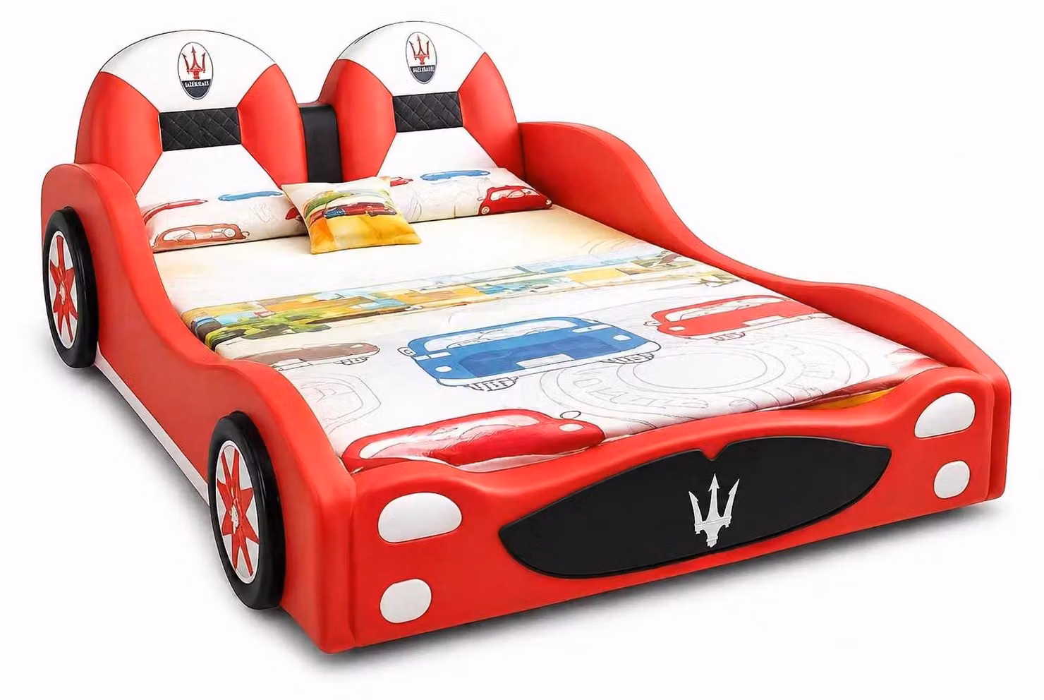 Letto rosso per bambini, auto, letto per ragazzi, letti per bambini con luci LED