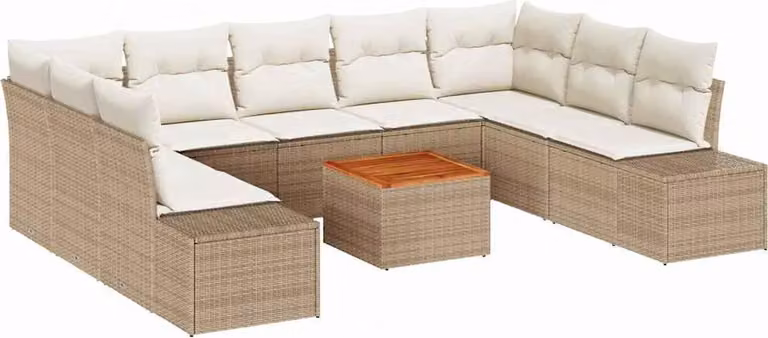 Set Divano da Giardino con archiviazione 10 pcs Beige e bianco