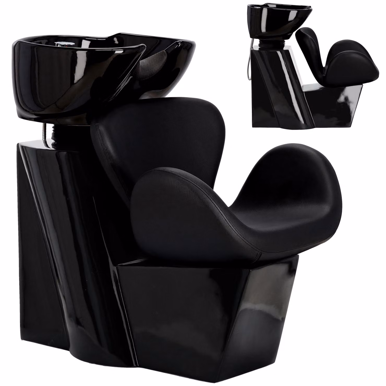 Lavatesta Viva per saloni da parrucchiere e barberia, con lavabo in ceramica orientabile e rubinetteria completa di miscelatore e doccino