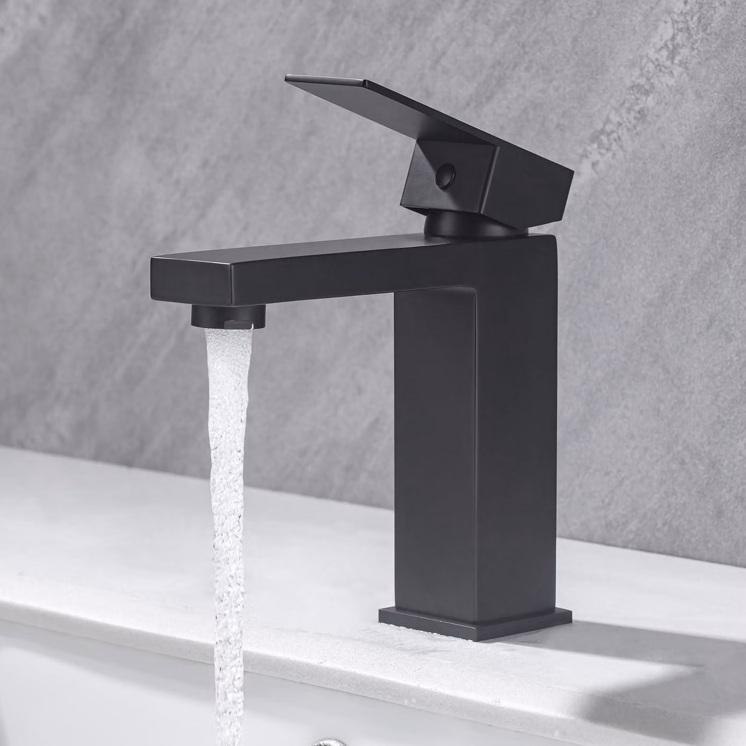 Miscelatore per lavabo, monocomando, nero opaco, acciaio inossidabile