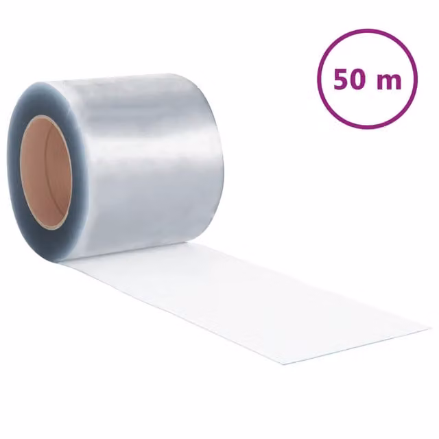 Tenda a strisce trasparente in PVC per porte con isolamento termico e assorbimento acustico, L: 200 mm, Spessore: 1,6 mm, Lunghezza: 50 m