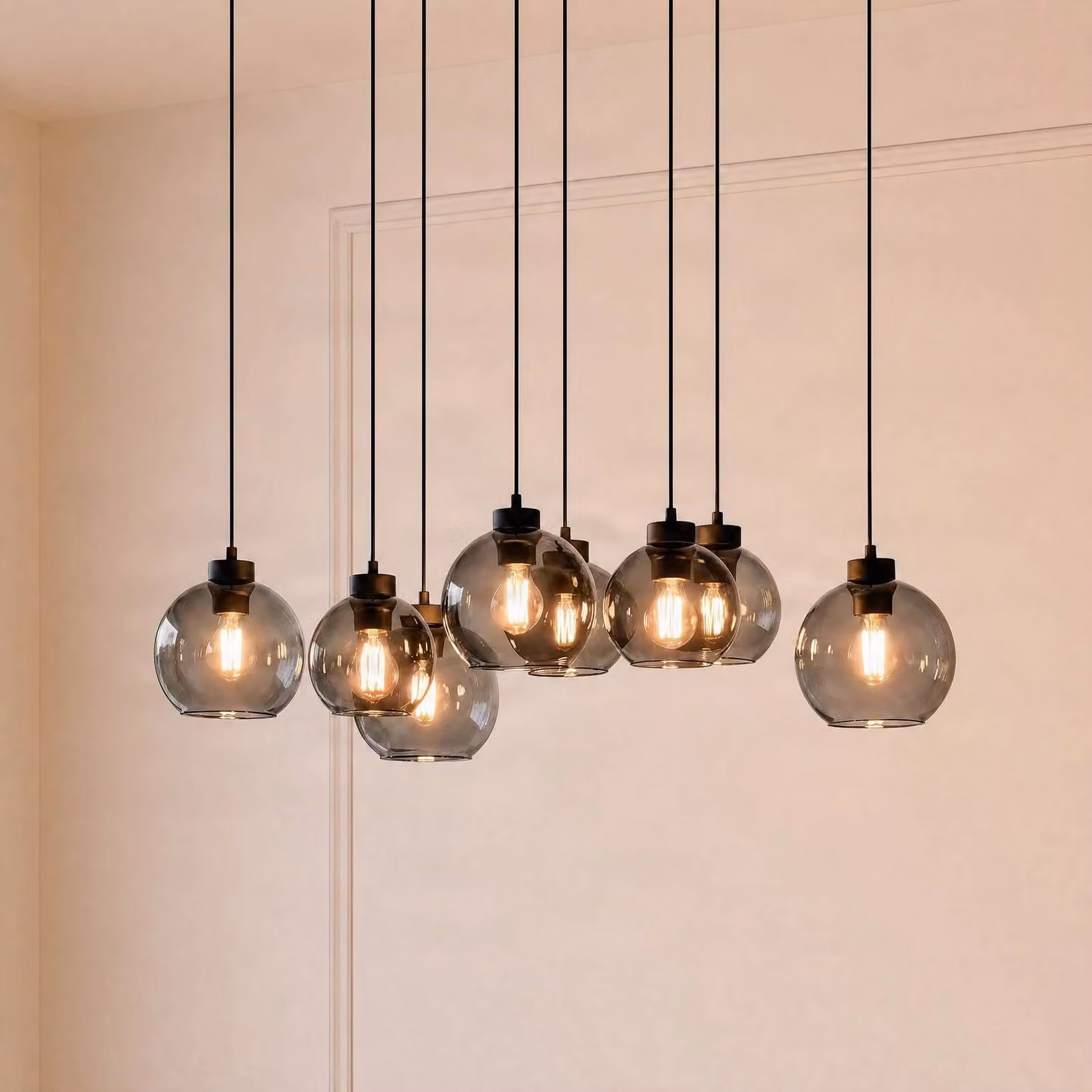 Lampada a sospensione in vetro Cubus TK Lighting, dimmerabile, Nero, Soggiorno / Sala da pranzo, Vetro, Moderno, Lampada a sospensione
