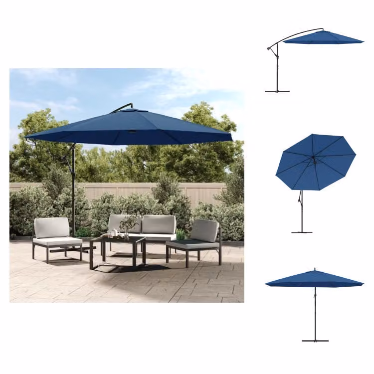 vidaXL Ombrello luminoso con palo in alluminio 350 cm blu - Ombrelloni e parasole