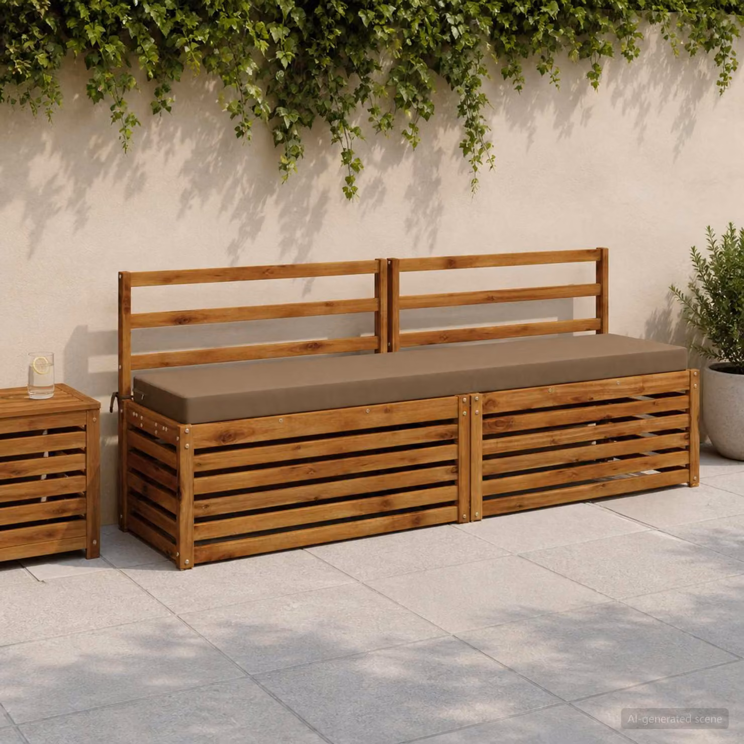 Cuscino per panchina vidaXL SOEST rettangolare in poliestere beige con rivestimento rimovibile e resistente ai raggi UV
