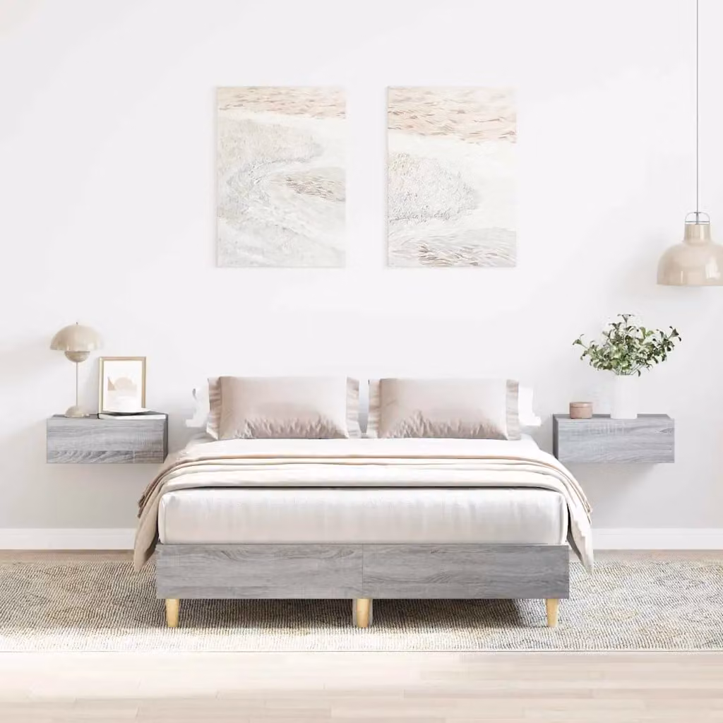 Struttura del letto moderna vidaXL in legno grigio L: 193 cm, P: 123 cm, H: 25 cm