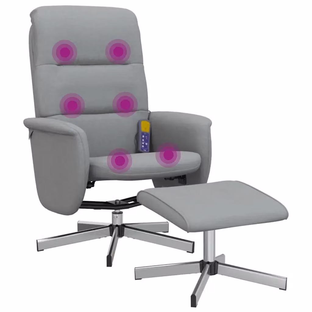 Poltrona Reclinabile con Poggiapiedi Design In Grigio con Rivestimento in Tessuto e Base Girevole 360 Gradi – 2