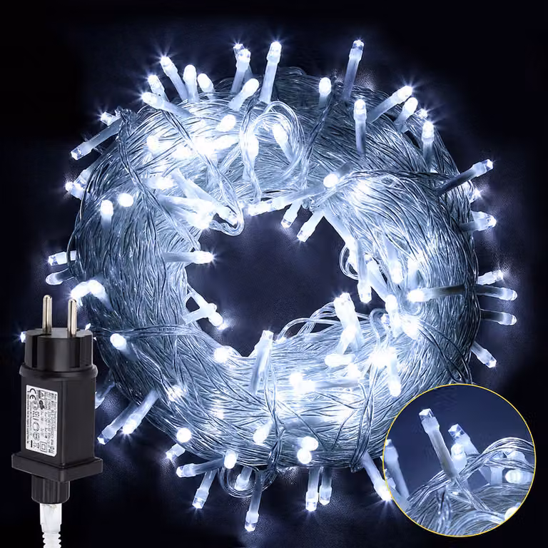 Jayseuw 30M 300 LED luci fiabesche bianco freddo 8 modalità di luce festa giardino decorazione interna luci di Natale