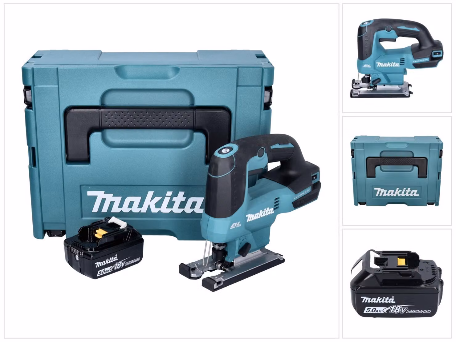 Seghetto alternativo a batteria Makita DJV 184 T1J 18 V brushless + 1x batteria ricaricabile 5,0 Ah + Makpac - senza caricabatterie