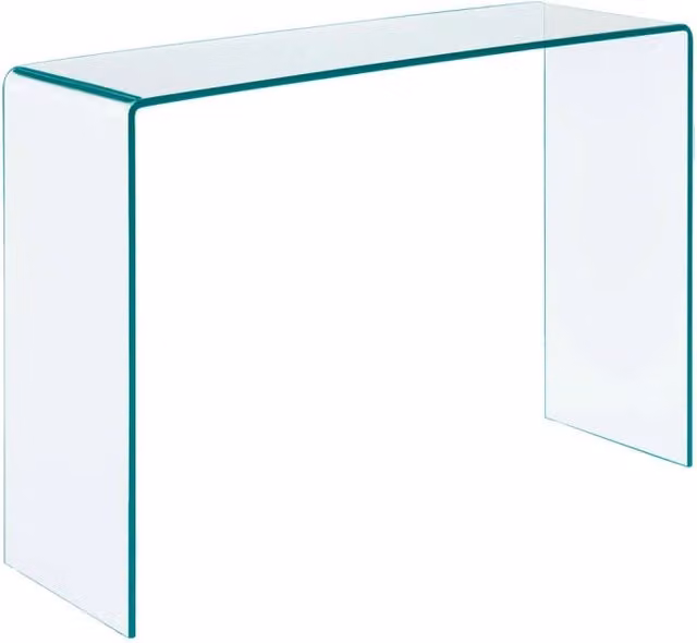 Console rettangolare moderna Sweeek in cristallo temperato trasparente, L: 110 cm, P: 35 cm, H: 75 cm – 1
