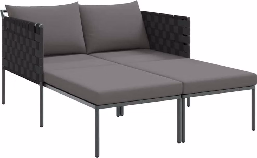 Lettino da Sole con cuscino Antracite 153 x 115 x 69.5 cm