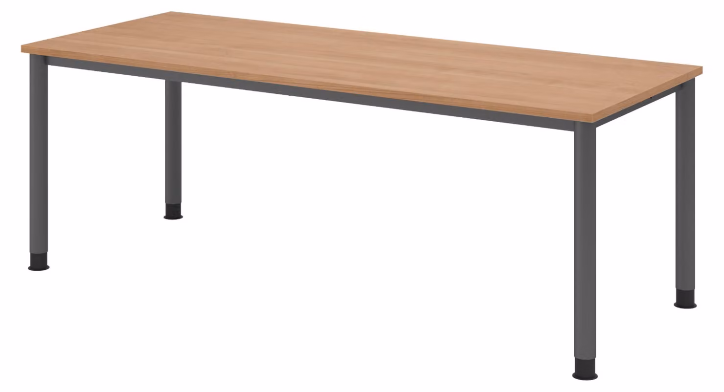 Scrivania bümö Serie H - Struttura: grafite, finitura: noce, dimensioni: 200 x 80 cm