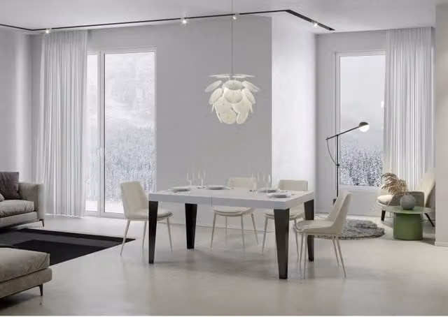 Tavolo allungabile Flame Premium ITAMOBY Bianco Frassino con telaio Antracite L: 160-420 cm, P: 90 cm