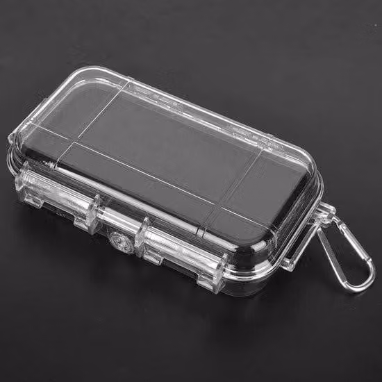 Contenitore Survival box, impermeabile e antiurto - contenitore in plastica per uso esterno con alloggiamento ermetico - trasparente - contenitore ermetico di dimensioni L