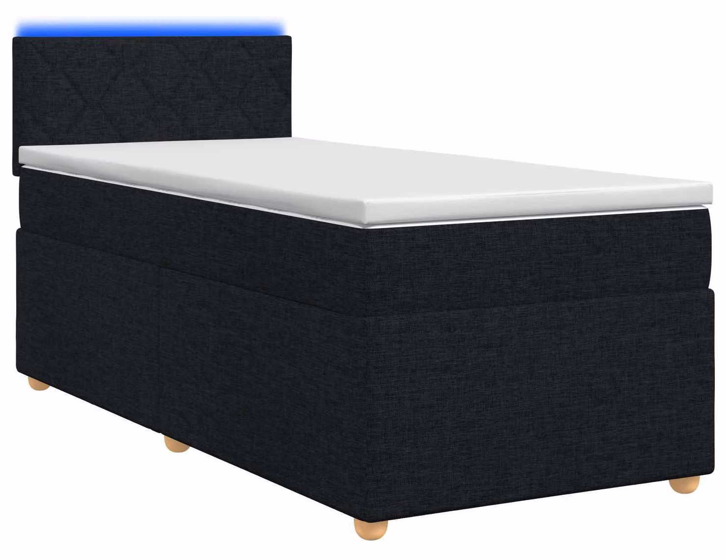 Letto a molle con materasso nero 90 x 200 cm in tessuto