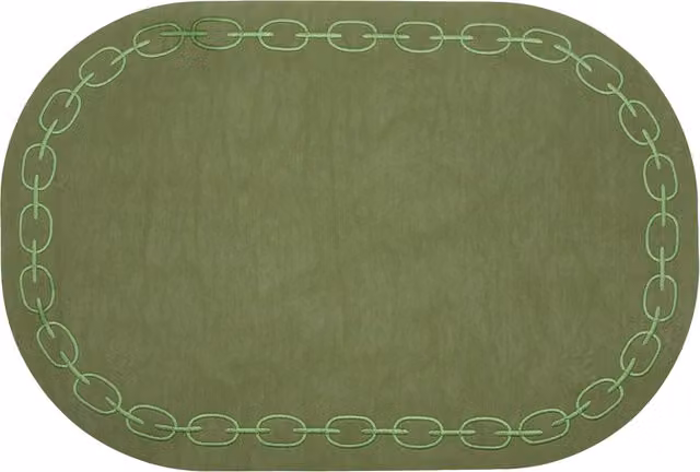 Base decorativa ecopelle verde con ricamo 30x45 cm