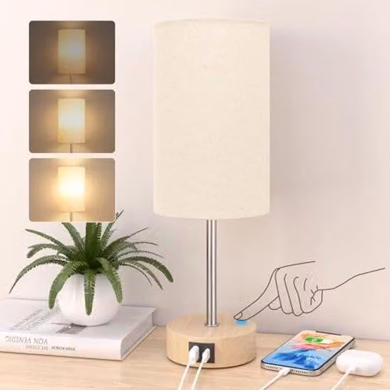 Lampada da tavolo a LED con porta di ricarica USB, colore bianco