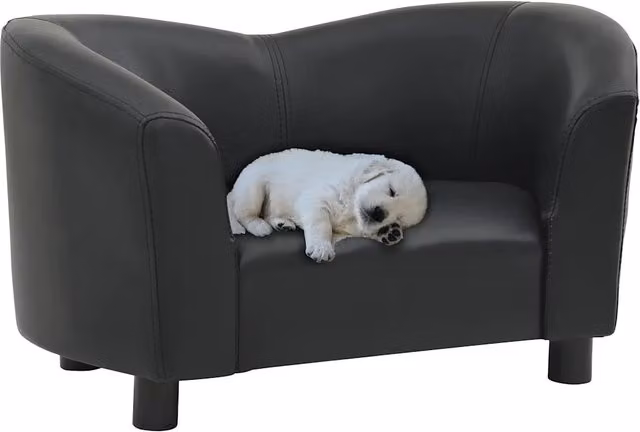 Divano per cani vidaXL in similpelle nero con base in legno, L: 67 cm, P: 41 cm, H: 39 cm