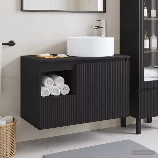 Set di mobili per il bagno 2 pz Nero Legno ingegnerizzato 3404105