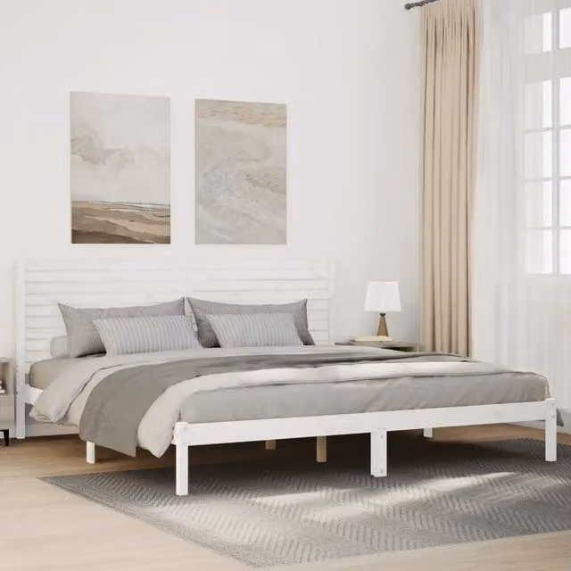 Giroletto Extra Lungo senza Materasso-Struttura Letto Bianco 200x210cm Massello 975973