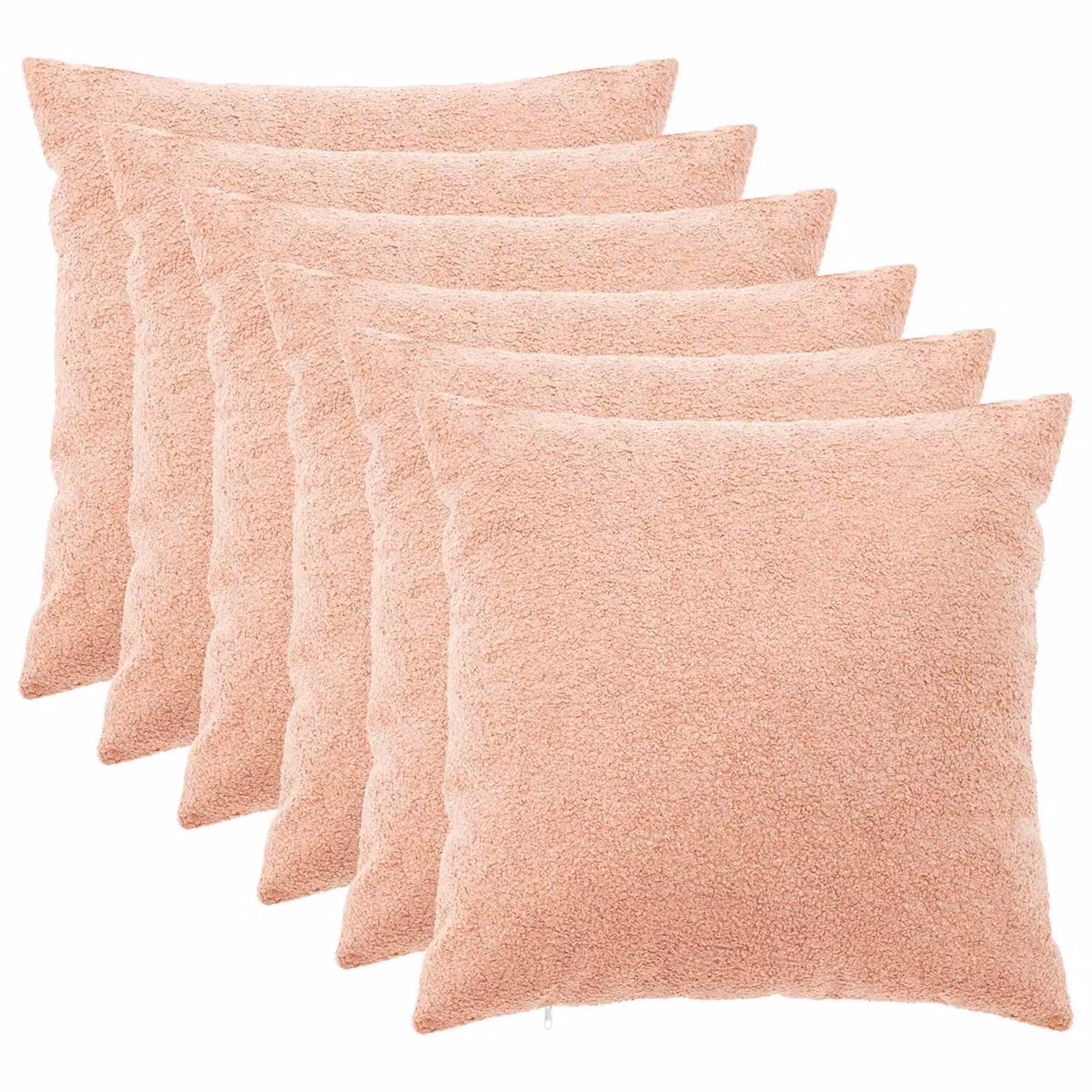 Set di 6 federe vidaXL HEERLEN rosa in tessuto bouclé, L 60 x P 60 cm