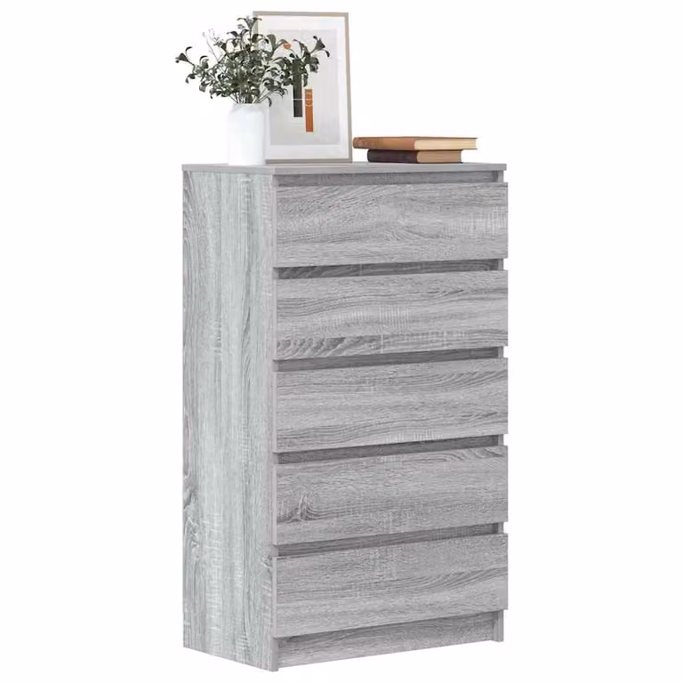 Cassettiera moderna vidaXL in legno multistrato e MDF, colore Grigio, L 60 cm x P 36 cm x H 103 cm