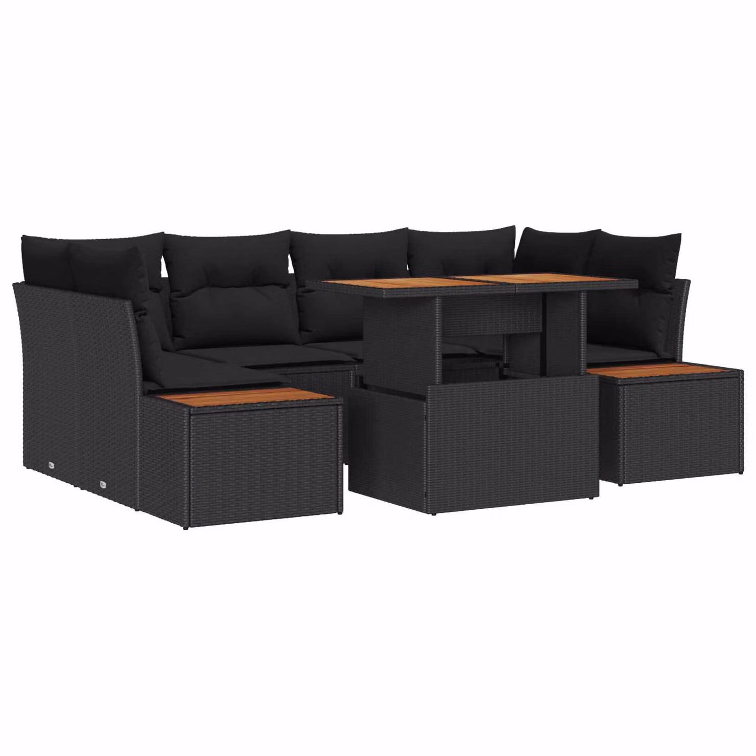 Set da pranzo da giardino vidaXL in rattan e legno con 9 pezzi Nero e Marrone – 1