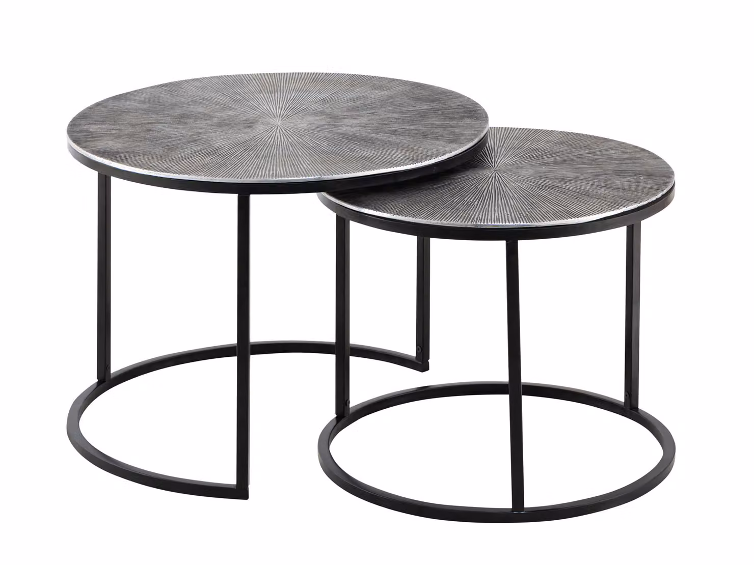 Set tavolino 2 pezzi ø 55 tavolino argento rotondo soggiorno