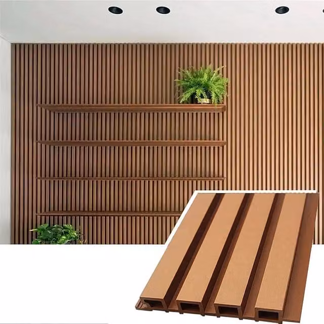Listoni WPC Elegant per rivestimenti colore Teak, superficie co-estruso, copre 15m², L: 220 cm, H: 21,9 cm, Spessore: 2,6 cm