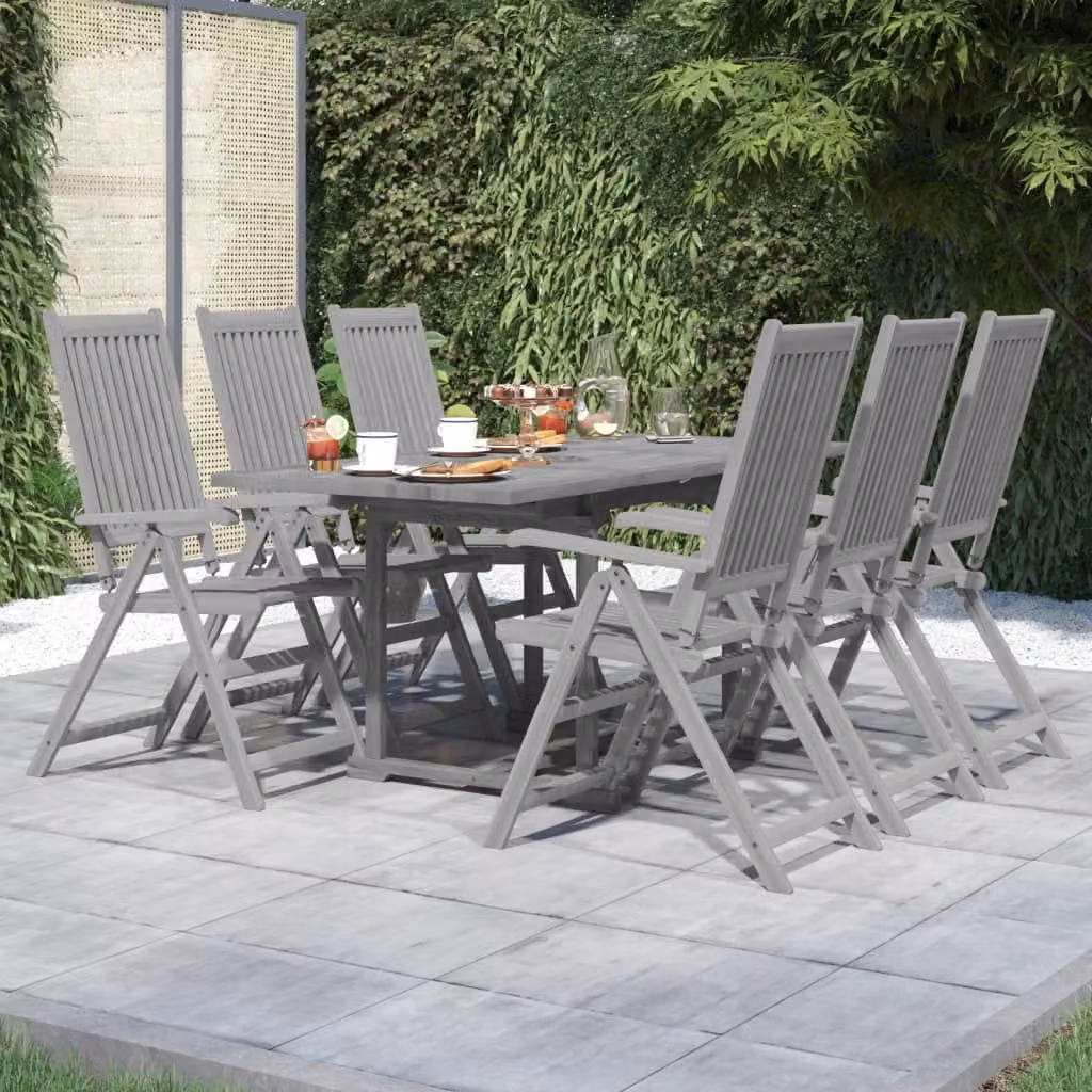 The Living Store 7 pezzi. Set da pranzo da giardino in legno massiccio di acacia