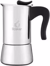 Caffettiera Miss Splendy Forever da 6 tazze in acciaio inox cromo lucido e nero per induzione