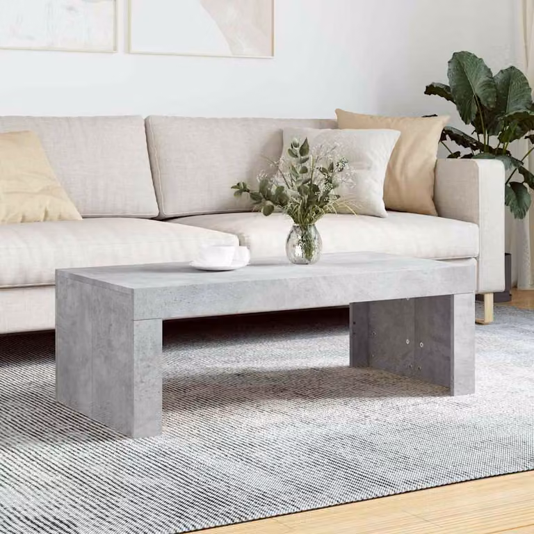 vidaXL Tavolino da salotto moderno in legno e composito, Grigio, L 102 x P 50 x H 36 cm