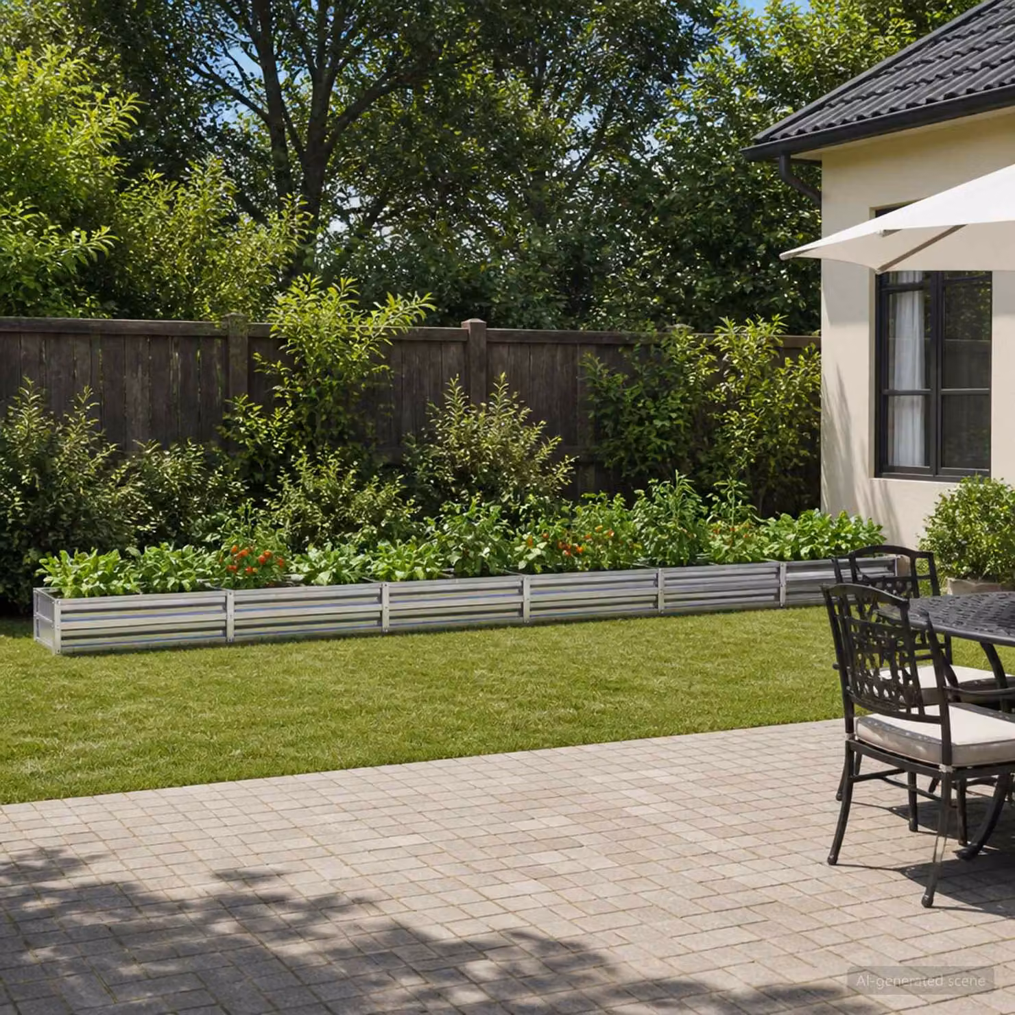 Letto rialzato da giardino vidaXL in acciaio galvanizzato Argento L: 480 cm, P: 40 cm, H: 24 cm