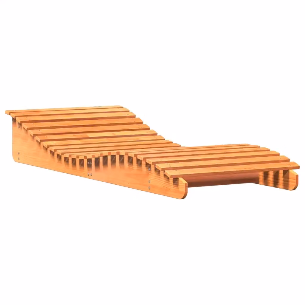 Lettino da giardino vidaXL in legno massello di pino color marrone cera, design rustico ed ergonomico, L: 205 cm, P: 80 cm, H: 31,5 cm – 2