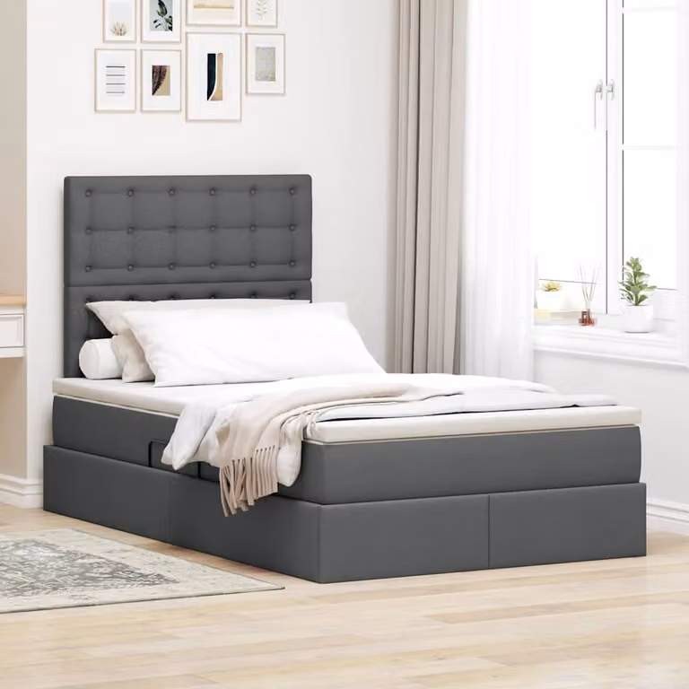 Letto con contenitore e illuminazione LED vidaXL, Grigio, L/P/H: 120 x 200 x 204 cm