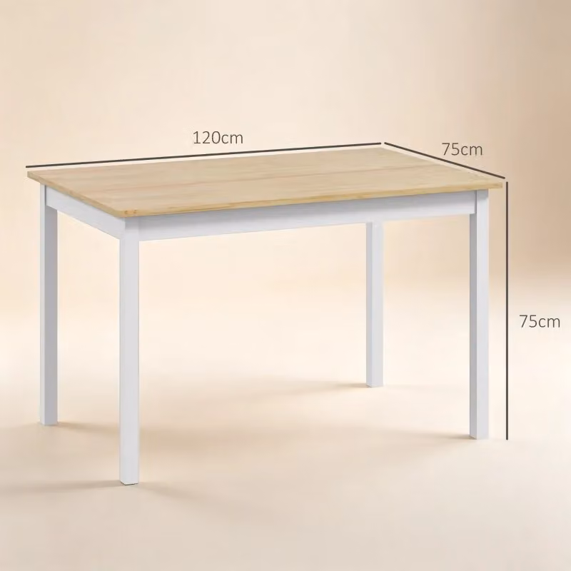 Tavolo da pranzo rettangolare in legno di pino WISHDOR stile country, colore marrone, L: 120 cm, P: 75 cm, H: 50 cm – 2
