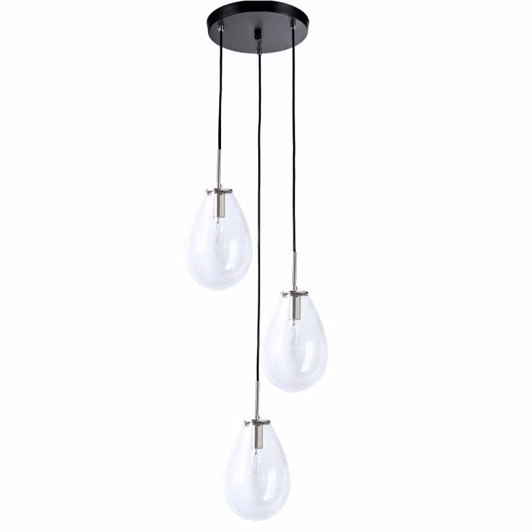 Lampada a sospensione Fondi nera 3xE14x40W in vetro, dimensioni: 130x35x35 cm, IP20, Light Prestige