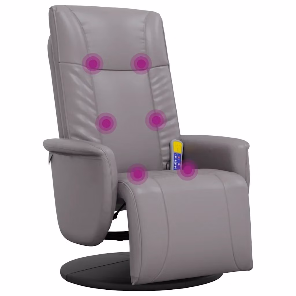 Poltrona Reclinabile Relax vidaXL in Similpelle Grigia con Poggiapiedi e Braccioli – 2