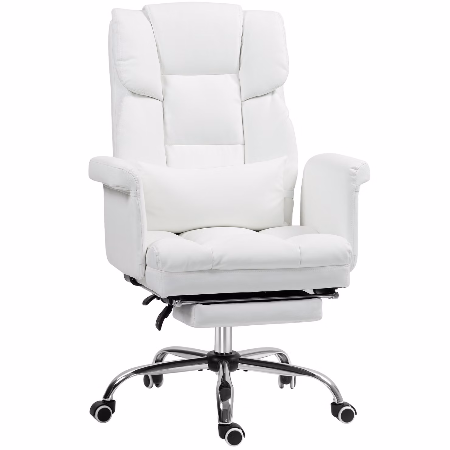 Sedia da ufficio HOMCOM, sedia da scrivania ergonomica con funzione reclinabile, cuscino lombare
