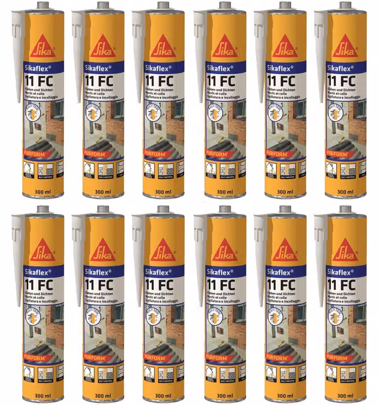 12 adesivi e sigillanti elastici universali, 300 ml, colore nero