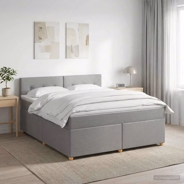 Letto box spring ibrido vidaXL con materasso a molle insacchettate e base contenitore, Grigio, L: 140 cm, P: 190 cm, H: 100,5 cm – 1