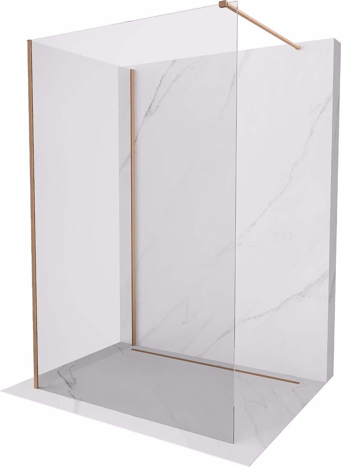 Mexen Kioto parete doccia Walk-in 90 x 85 cm, trasparente, rame spazzolato - 800-090-212-65-00-085