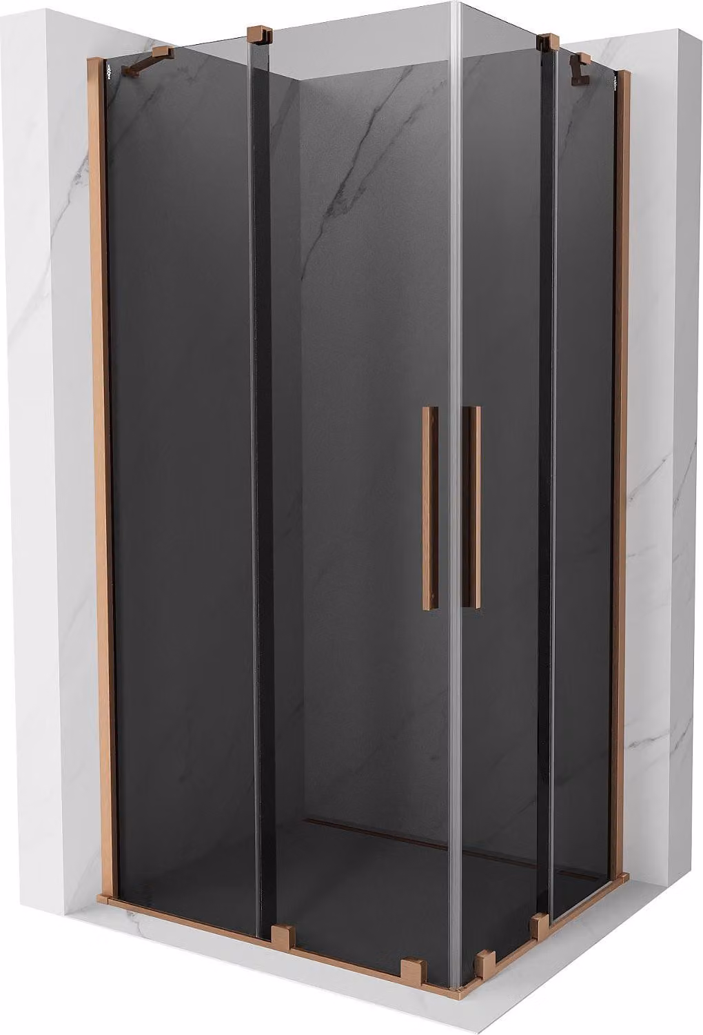 Mexen Velar Duo cabina doccia scorrevole 90 x 80 cm, grafite, rame spazzolato - 871-090-080-42-65