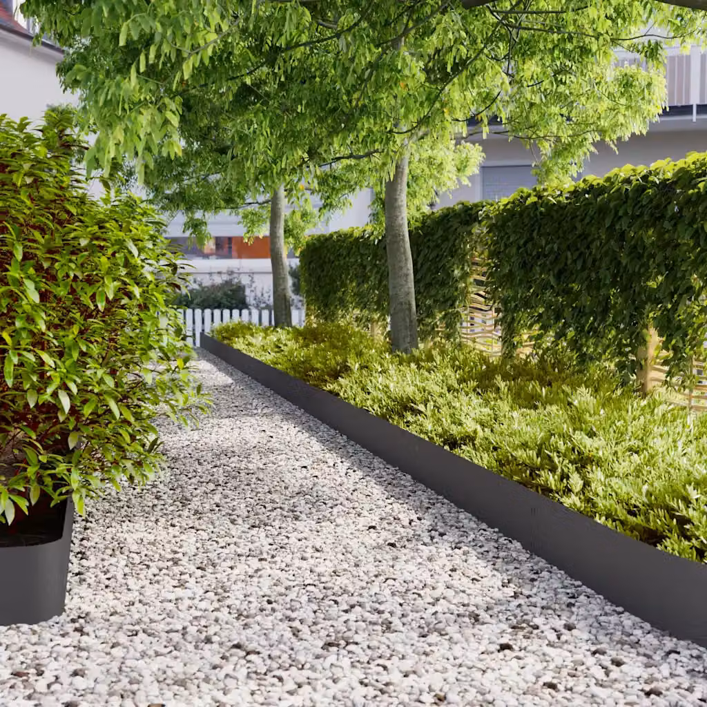 Set di 10 bordure per prato vidaXL in acciaio laminato a freddo colore nero