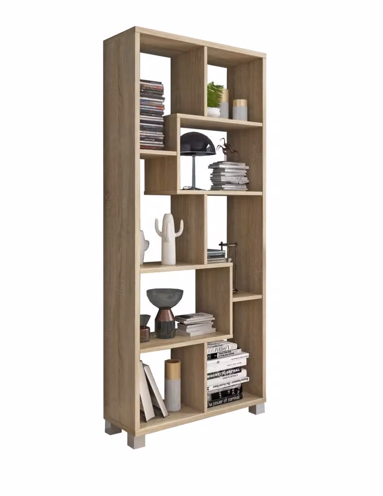 Libreria Veniano DMORA con cassetti, finitura rovere marrone e beige, L 68 cm x P 25 cm x H 161 cm – 2