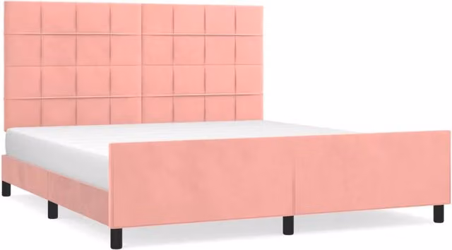Letto matrimoniale | Letto per adulti | Giroletto con Testiera Rosa 160x200 cm in Velluto