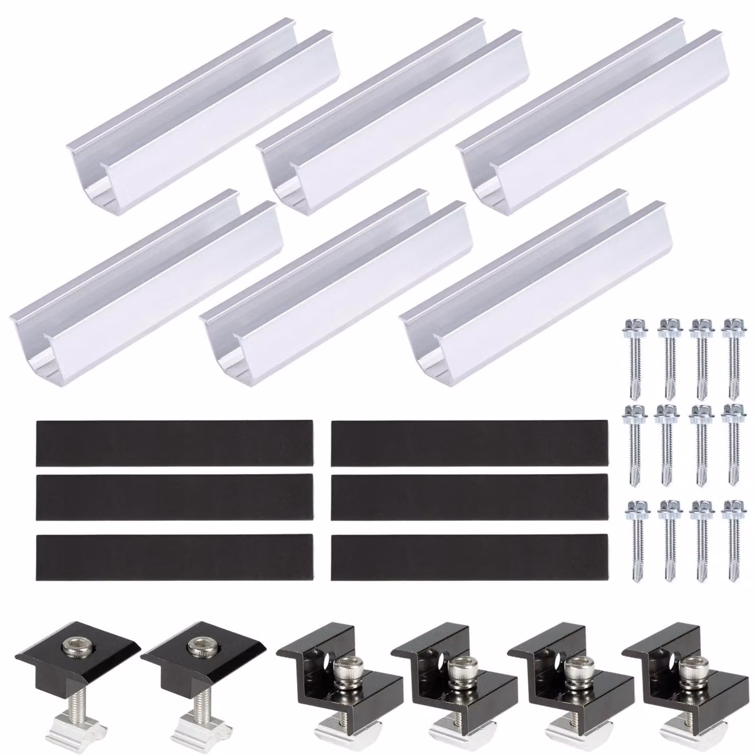 Kit di montaggio solare, 6 pezzi, asta in alluminio da 12 cm, morsetti da 3/3,5 cm