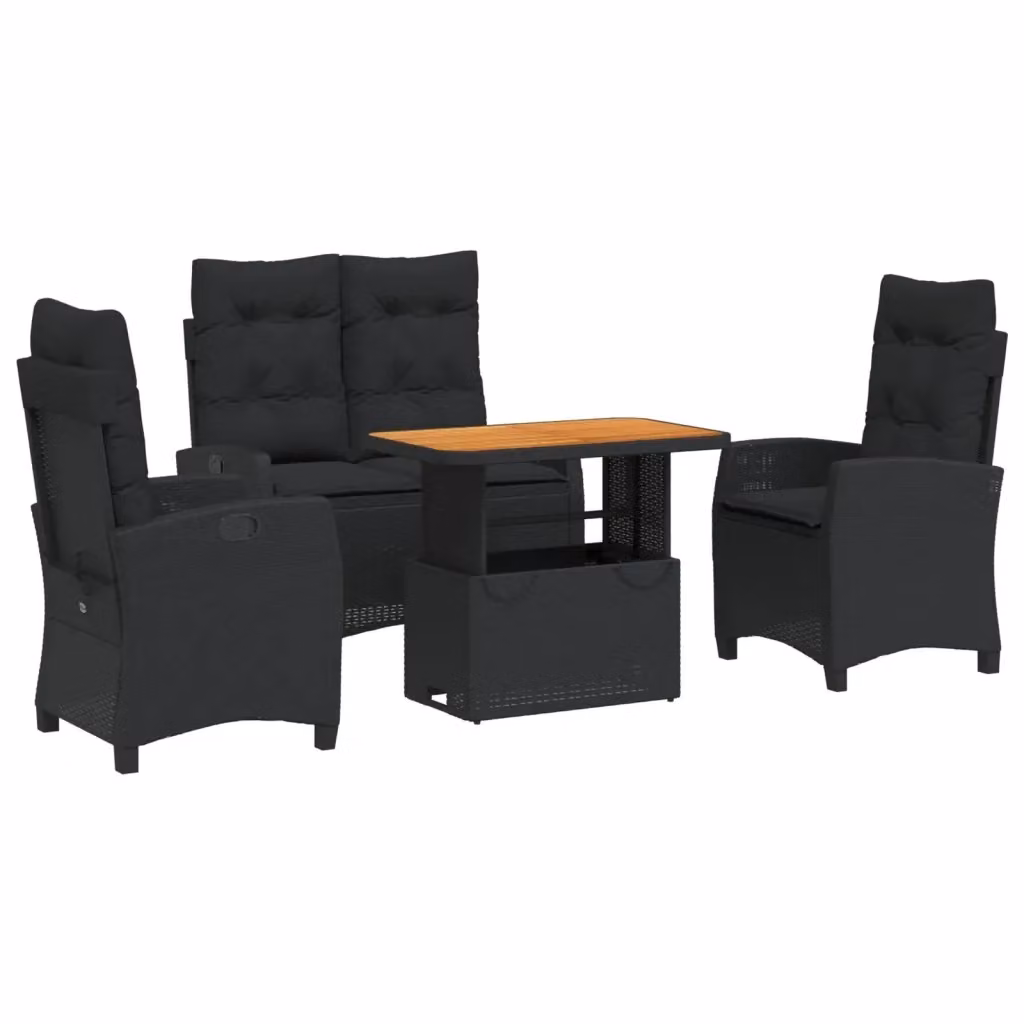 Set da pranzo da giardino vidaXL in legno di acacia oliato nero e marrone con 4 sedie per adulti – 2