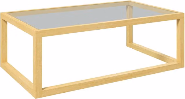 Tavolino da caffè rettangolare Xylo con piano in vetro trasparente e struttura in legno marrone L: 100 cm, P: 60 cm, H: 35 cm
