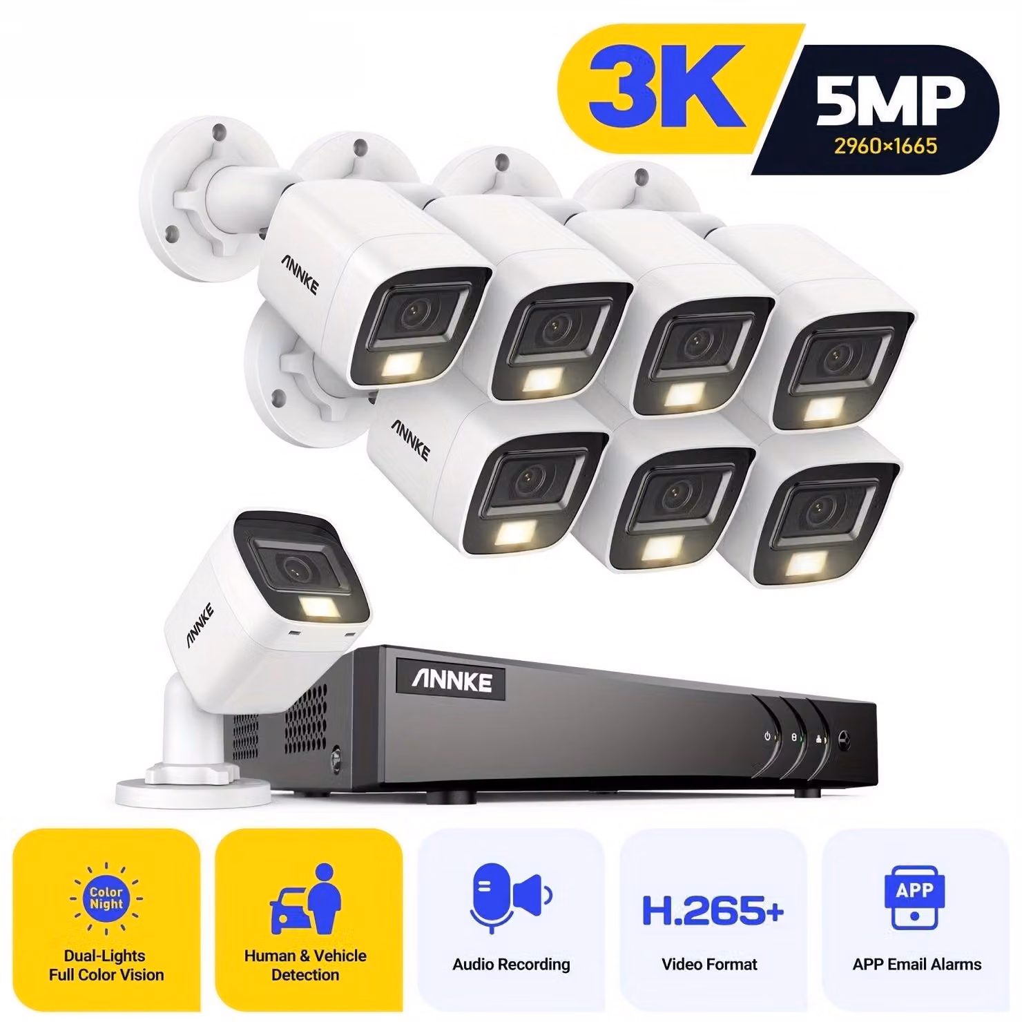Kit di telecamere di sicurezza 3K - Telecamera di sicurezza - Telecamera di sorveglianza - Telecamera CCTV - Telecamera per videosorveglianza